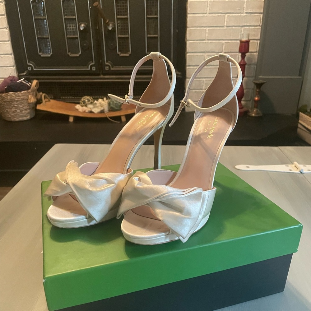 kate spade ivory satin heels.